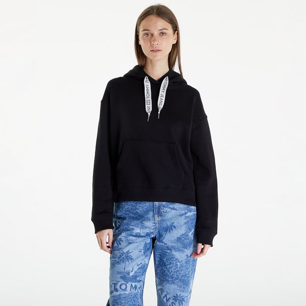 Tommy Hilfiger Tommy Jeans Boxy Logo Drawcor Hoodie Black