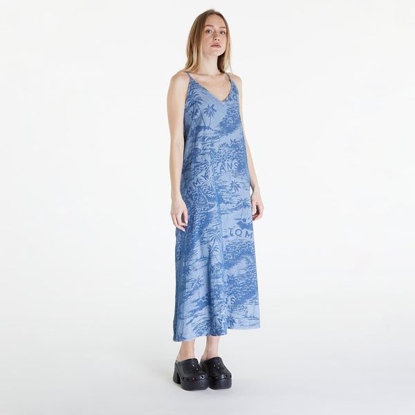 Tommy Hilfiger Tommy Jeans Chambray Sleeveless Maxi Dress Hawaiian Denim Laser