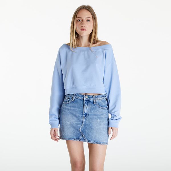 Tommy Hilfiger Tommy Jeans Cropped Off Shoulder Sweatshirt Blue