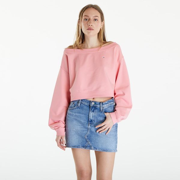 Tommy Hilfiger Tommy Jeans Cropped Off Shoulder Sweatshirt Pink
