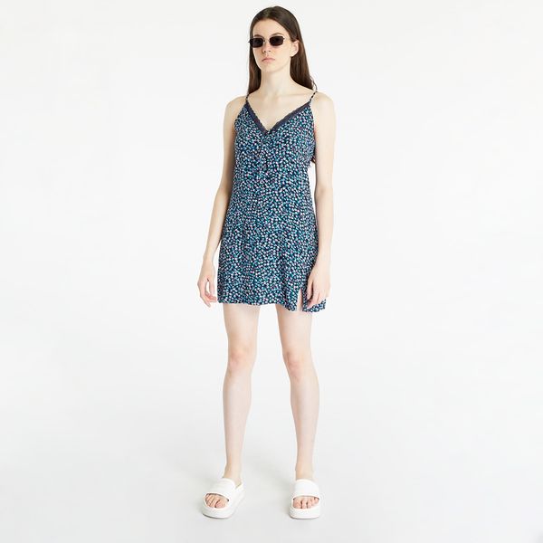 Tommy Hilfiger Tommy Jeans Ditsy Floral Print Lace Trim Dress Blue