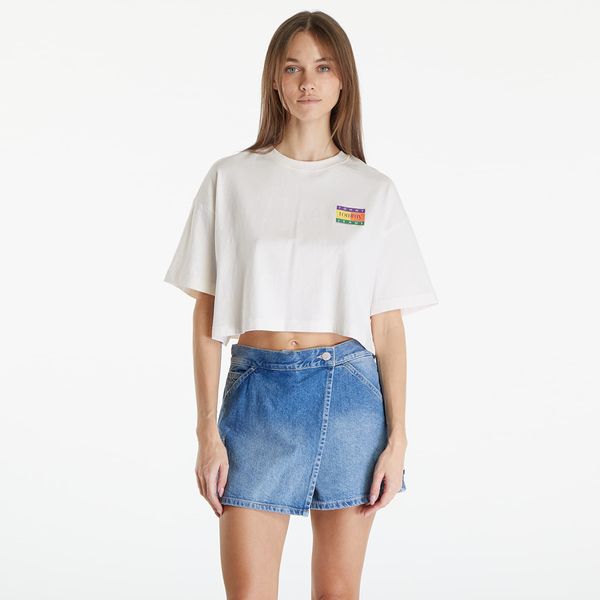 Tommy Hilfiger Tommy Jeans Oversized Cropped Summer Flag Tee Ancient White