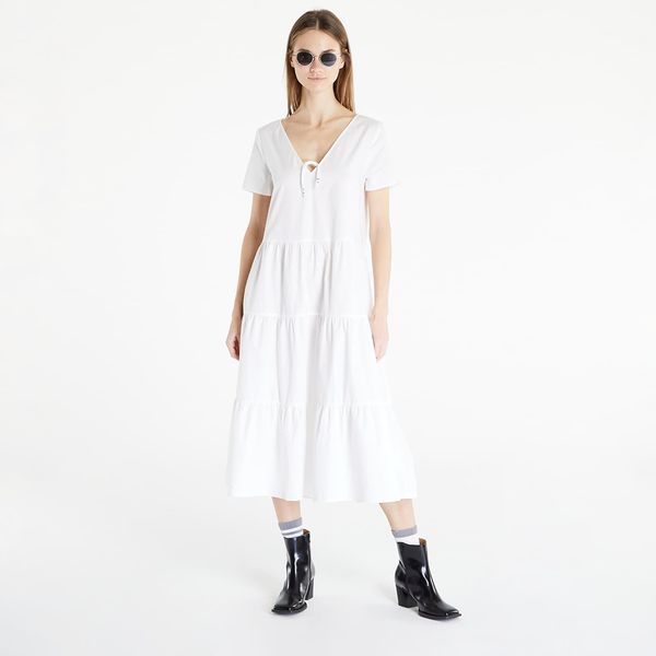 Tommy Hilfiger Tommy Jeans Poplin Tiered Short Sleeve Dress White