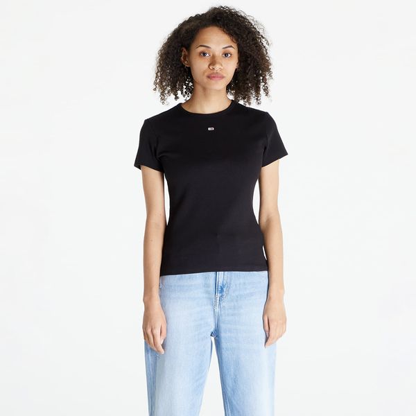 Tommy Hilfiger Tommy Jeans Slim Essential Rib Short Sleeve Tee Black