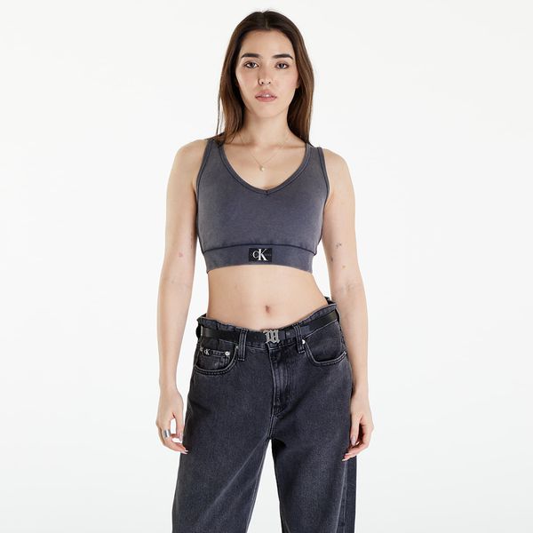 Calvin Klein Vrhnji del Calvin Klein Jeans Label Washed Rib Crop Top Washed Black XL