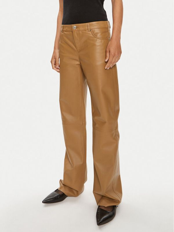 2NDDAY 2NDDAY Usnjene hlače Loke 2000563642 Rjava Straight Leg