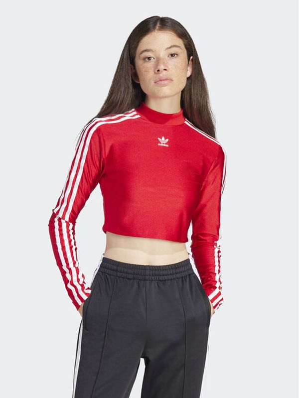 adidas adidas Bluza 3-Stripes IR8132 Rdeča Slim Fit