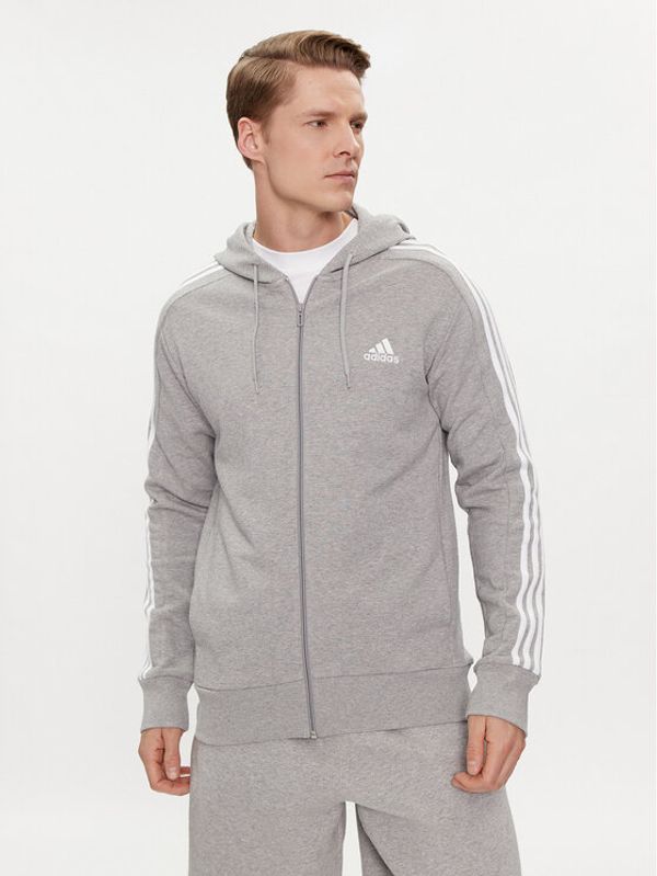 adidas adidas Jopa Essentials French Terry 3-Stripes Full-Zip Hoodie IC9833 Siva Regular Fit