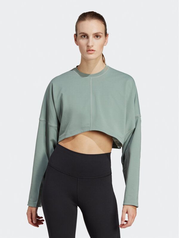 adidas adidas Jopa Yoga Studio Crop Sweatshirt HR5086 Zelena Loose Fit