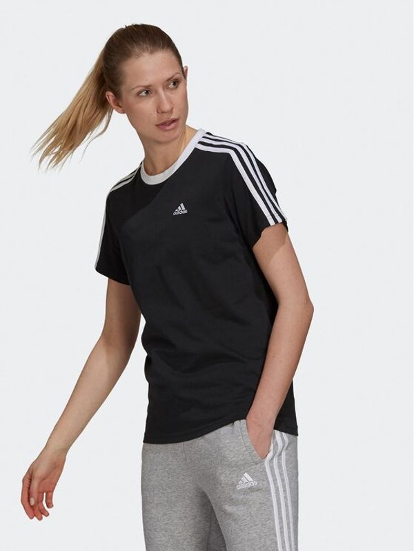 adidas adidas Majica Essentials 3-Stripes GS1379 Črna Loose Fit