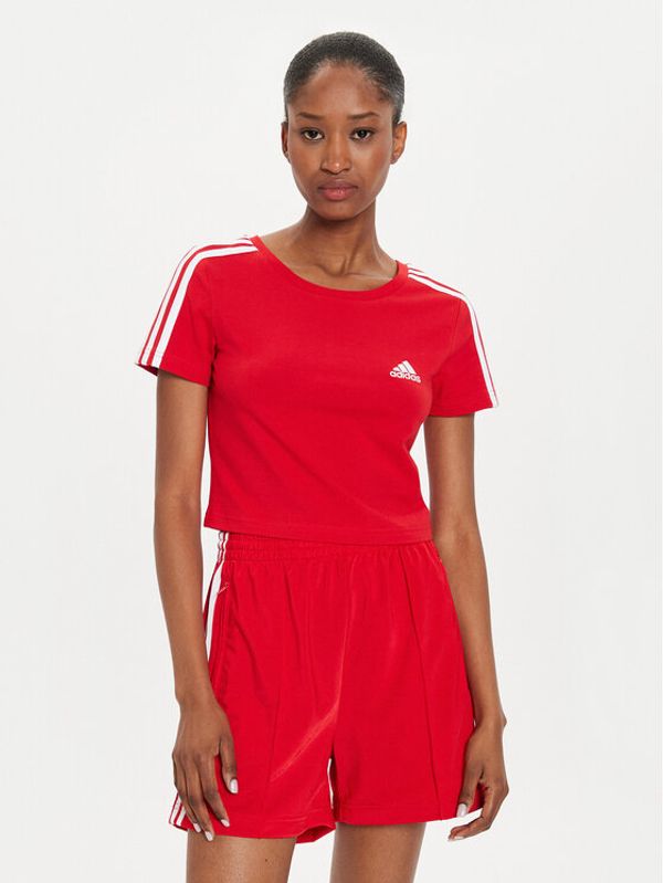 adidas adidas Majica Essentials 3-Stripes IY4272 Rdeča Slim Fit