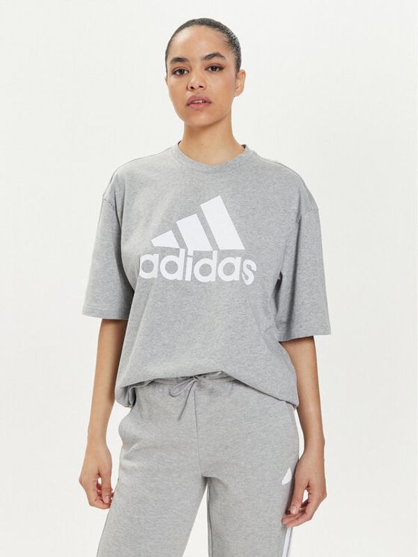 adidas adidas Majica Essentials Big Logo IL3322 Siva Loose Fit