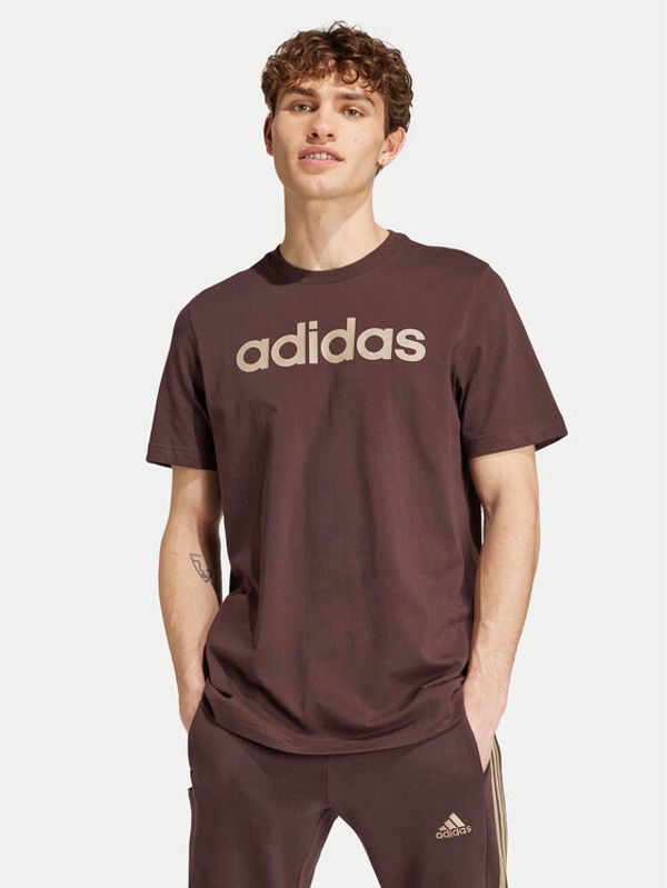 adidas adidas Majica Essentials Linear Logo IZ4768 Rjava Regular Fit