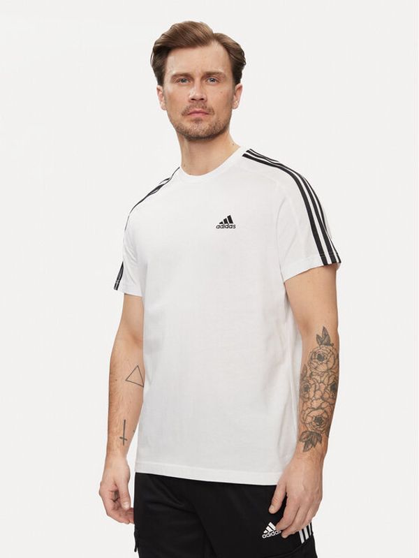 adidas adidas Majica Essentials Single Jersey 3-Stripes T-Shirt IC9336 Bela Regular Fit
