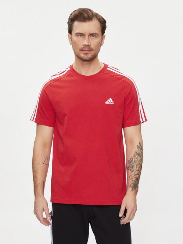 adidas adidas Majica Essentials Single Jersey 3-Stripes T-Shirt IC9339 Rdeča Regular Fit