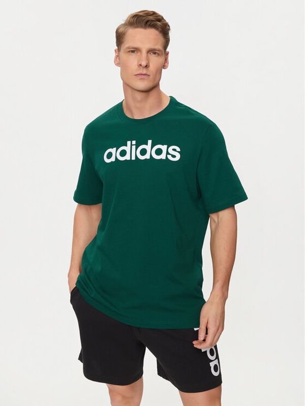 adidas adidas Majica Essentials Single Jersey Linear Embroidered Logo T-Shirt IJ8658 Zelena Regular Fit