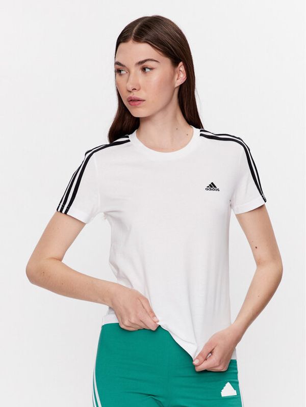 adidas adidas Majica Essentials Slim 3-Stripes T-Shirt GL0783 Bela Slim Fit