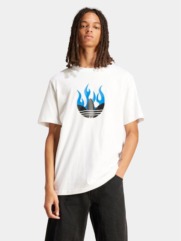 adidas adidas Majica Flames Logo IS2944 Bela Loose Fit