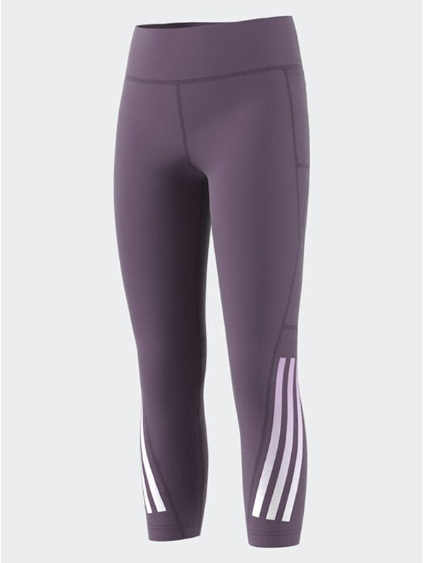 adidas adidas Pajkice Training AEROREADY 3-Stripes High-Rise 7/8 Optime Pocket Leggings IJ7122 Vijolična