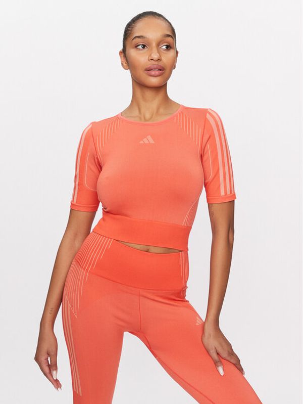 adidas adidas Športna majica Aeroknit HY3842 Oranžna Tight Fit