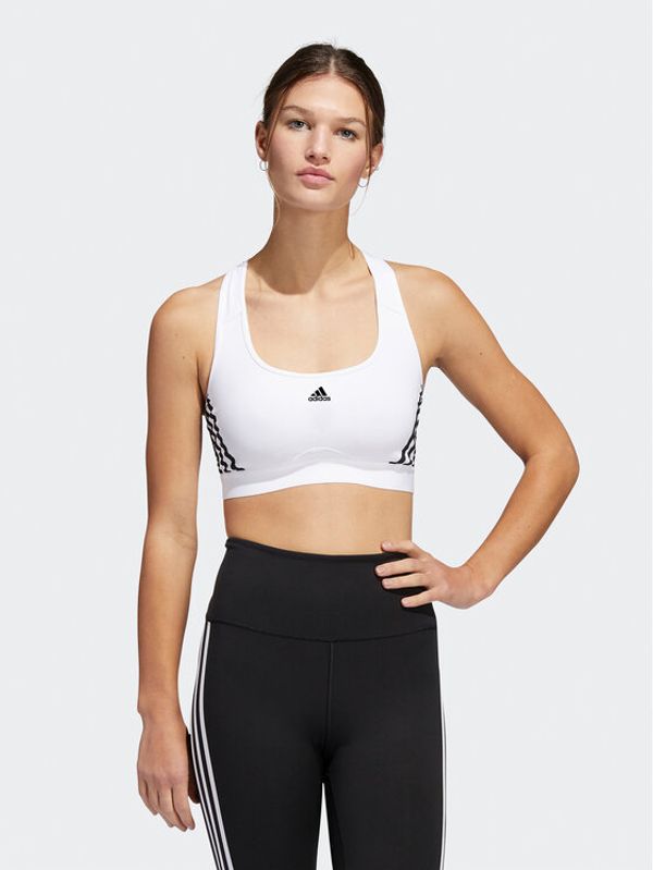 adidas adidas Špotni nedrček adidas Powerreact Training Medium-Support 3-Stripes Bra HC7897 Bela