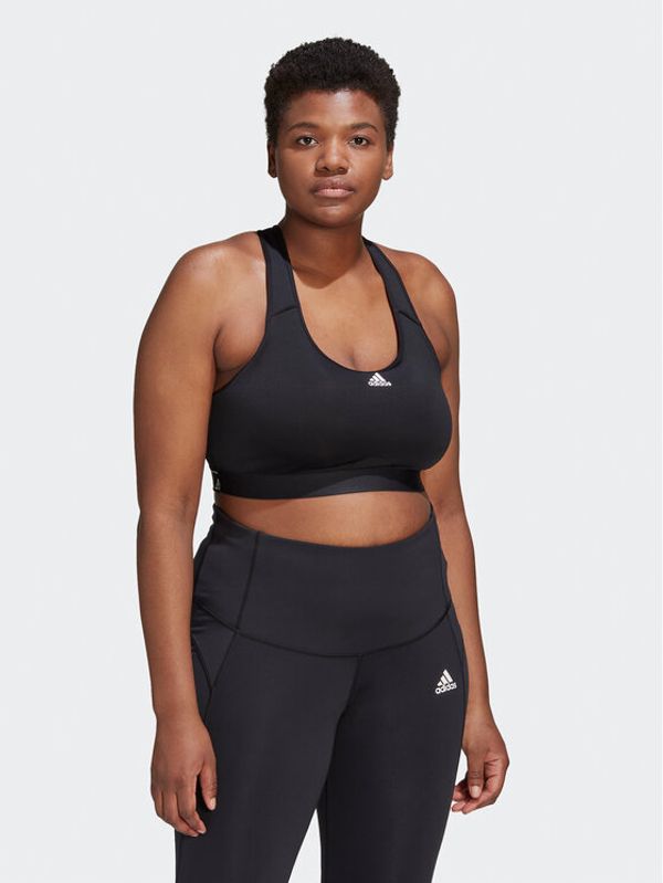 adidas adidas Špotni nedrček adidas Powerreact Training Medium-Support Bra (Plus Size) HC7492 Črna