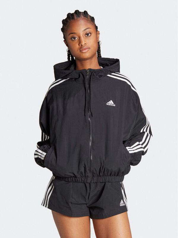 adidas adidas Vetrovka Essentials 3-Stripes Woven Windbreaker HT3399 Črna Loose Fit