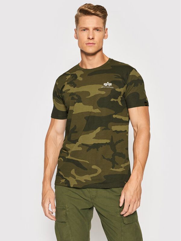 Alpha Industries Alpha Industries Majica Basic T Small Logo Camo 188505C Zelena Regular Fit