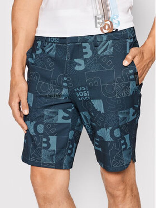 Boss Boss Kratke hlače iz tkanine Liem-Ginkgo-Print 50465765 Mornarsko modra Slim Fit