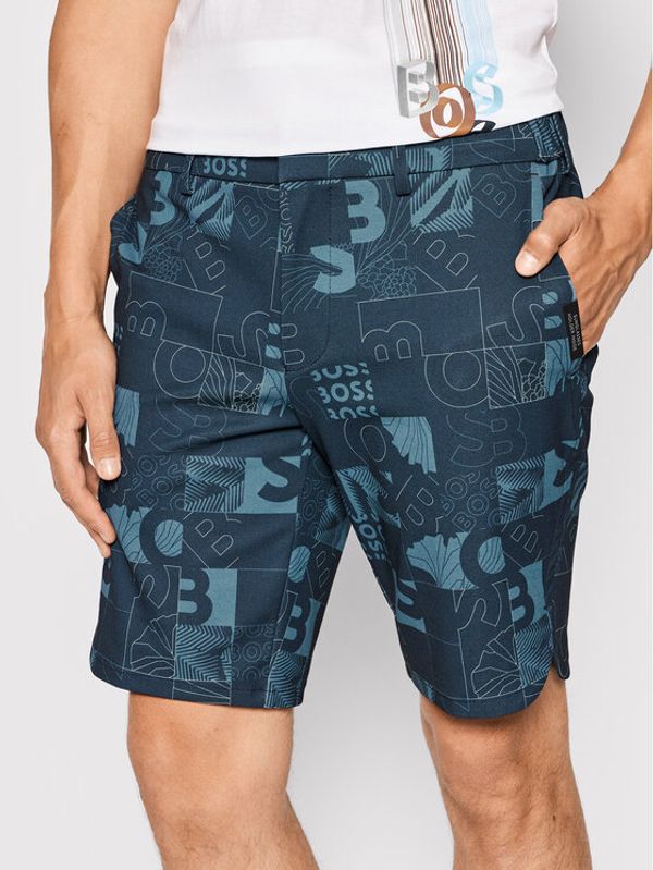 Boss Boss Kratke hlače iz tkanine Liem-Ginkgo-Print 50465765 Mornarsko modra Slim Fit