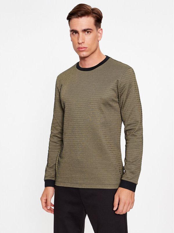 Boss Boss Majica z dolgimi rokavi Ottoman 50500448 Zelena Regular Fit