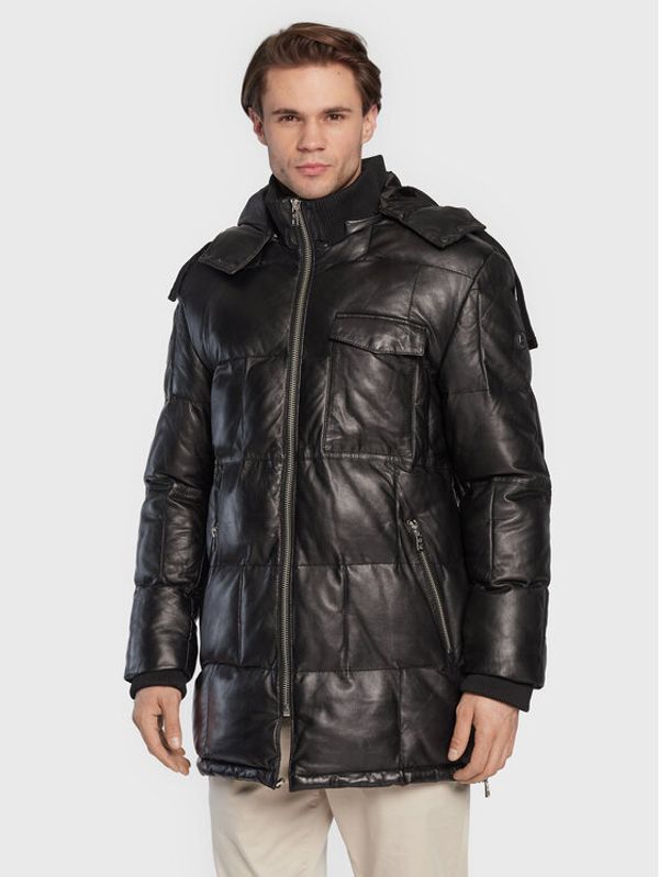 Bugatti Bugatti Usnjena jakna 222 048 Črna Regular Fit