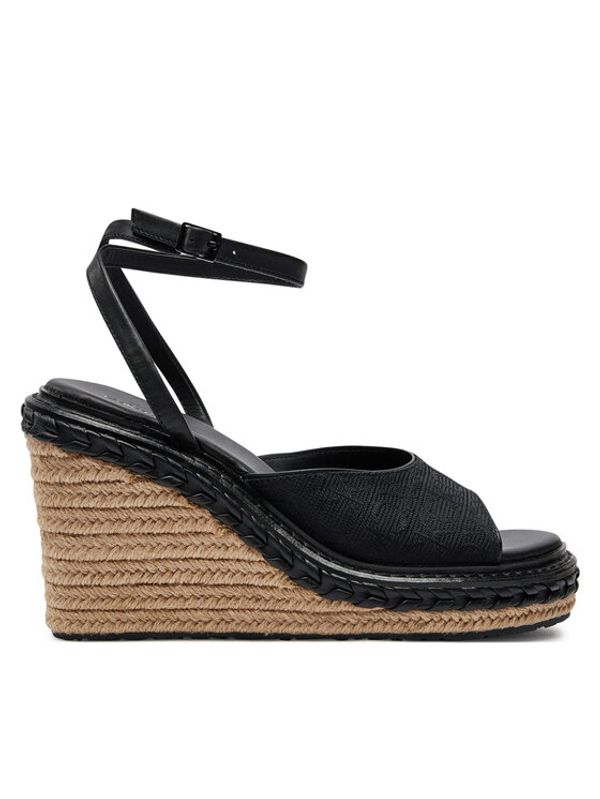 Calvin Klein Calvin Klein Espadrile Wedge Sandal 70 Mono Jacq HW0HW01961 Črna