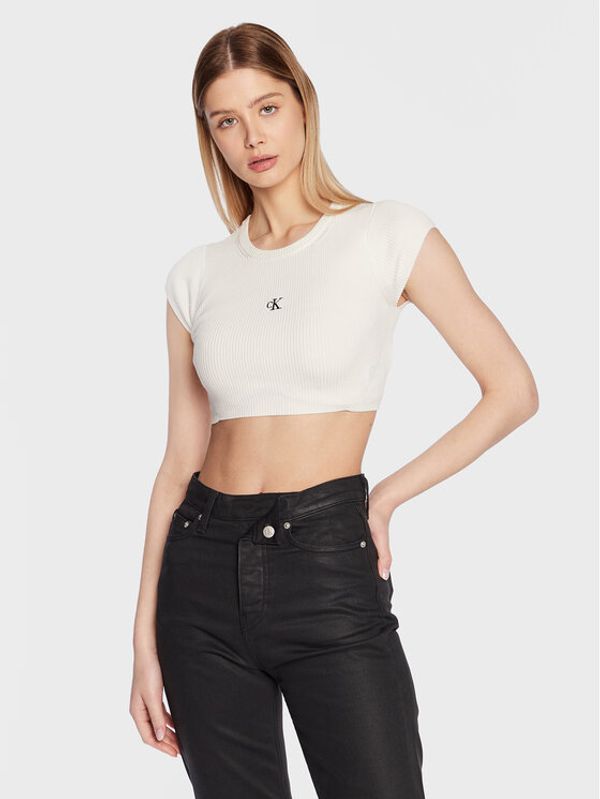 Calvin Klein Jeans Calvin Klein Jeans Bluza J20J220709 Bela Cropped Fit