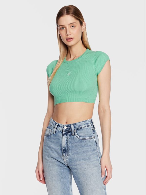 Calvin Klein Jeans Calvin Klein Jeans Bluza J20J220709 Zelena Cropped Fit