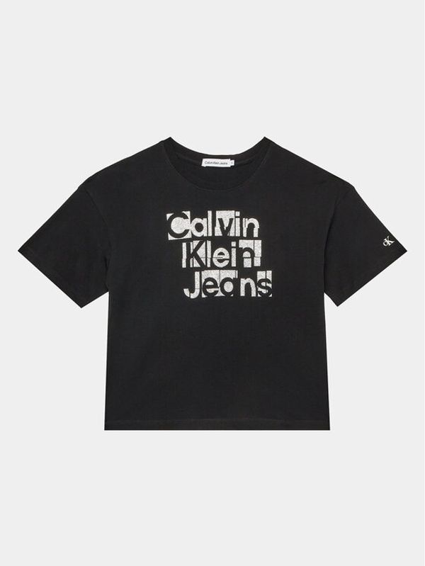 Calvin Klein Jeans Calvin Klein Jeans Majica Metallic IG0IG02340 Črna Regular Fit