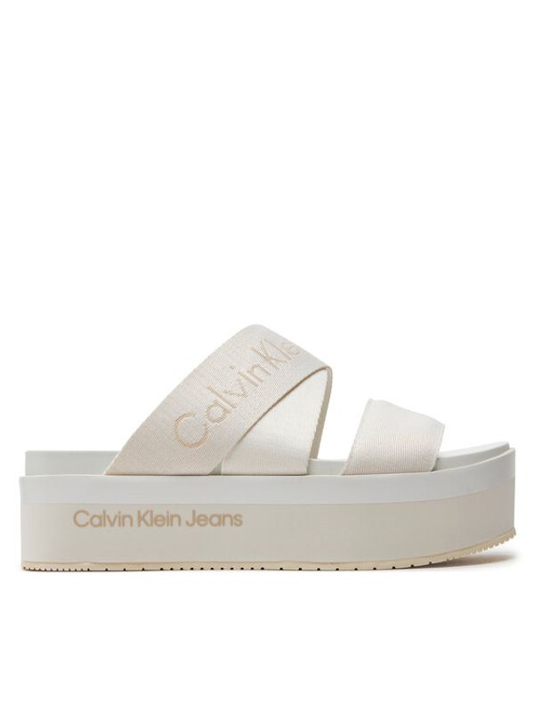 Calvin Klein Jeans Calvin Klein Jeans Natikači Flatform Sandal Webbing In Mr YW0YW01361 Bela