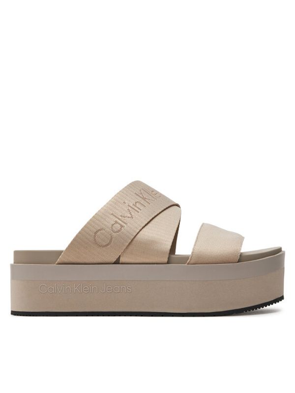 Calvin Klein Jeans Calvin Klein Jeans Natikači Flatform Sandal Webbing In Mr YW0YW01361 Bež