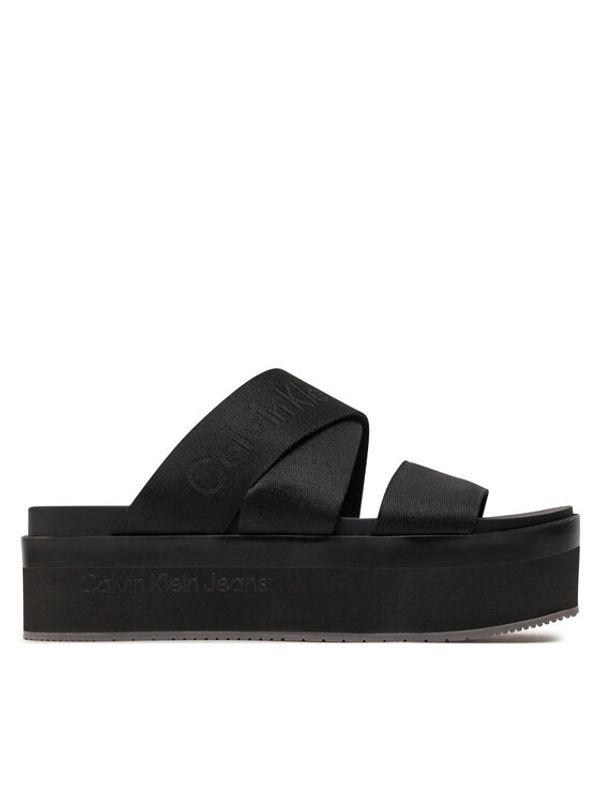 Calvin Klein Jeans Calvin Klein Jeans Natikači Flatform Sandal Webbing In Mr YW0YW01361 Črna