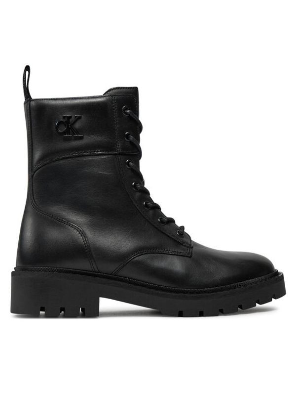 Calvin Klein Jeans Calvin Klein Jeans Pohodni čevlji Combat Boot Mid Zip Lth In Calf YW0YW01550 Črna