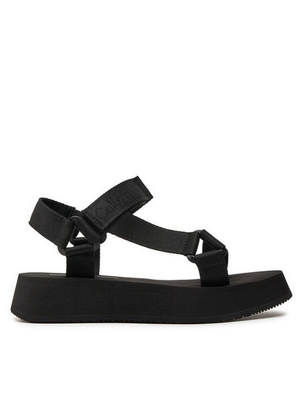 Calvin Klein Jeans Calvin Klein Jeans Sandali Sandal Velcro Webbing In Mtl YW0YW01480 Črna