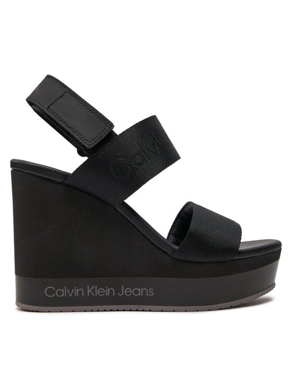 Calvin Klein Jeans Calvin Klein Jeans Sandali Wedge Sandal Webbing In Mr YW0YW01360 Črna