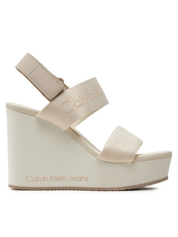 Calvin Klein Jeans Calvin Klein Jeans Sandali Wedge Sandal Webbing In Mtl YW0YW01479 Écru