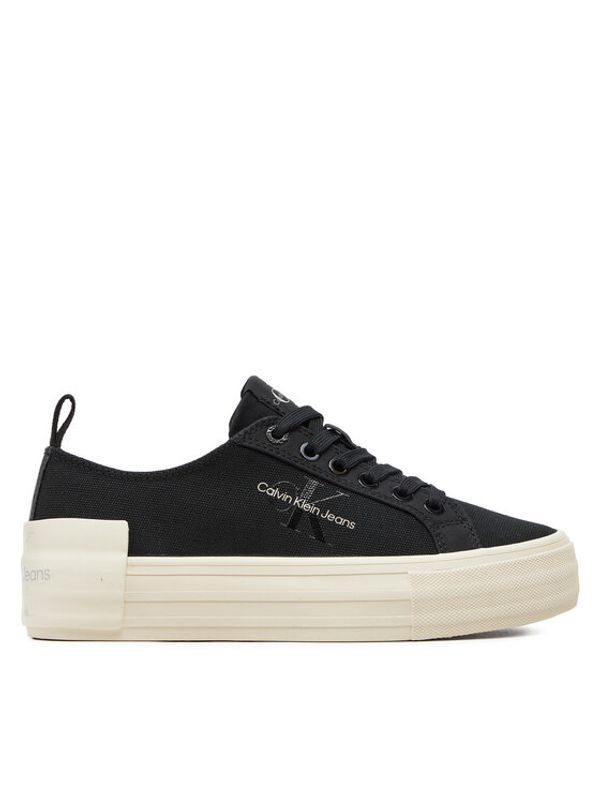 Calvin Klein Jeans Calvin Klein Jeans Tenis superge Bold Vulc Flatf Low Lace Mix Mtl YW0YW01465 Črna