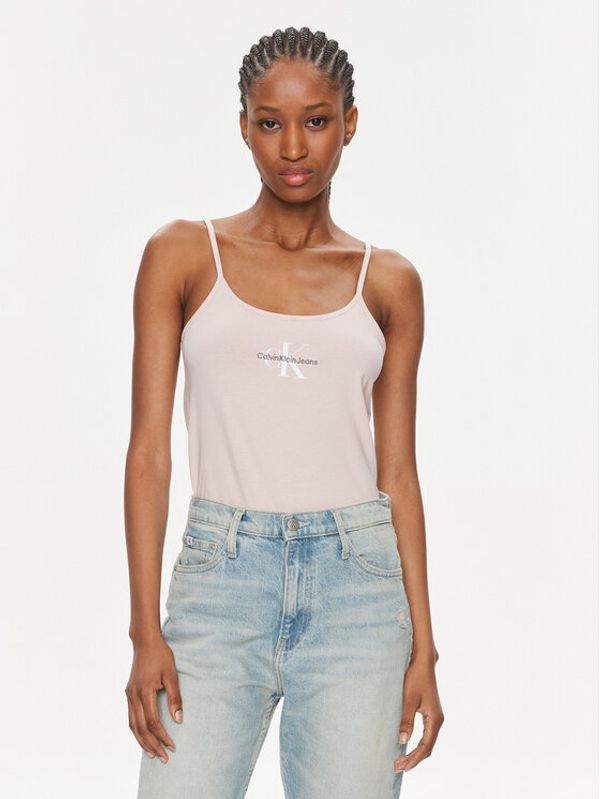 Calvin Klein Jeans Calvin Klein Jeans Top Monologo Strappy Tank Top J20J223105 Roza Slim Fit