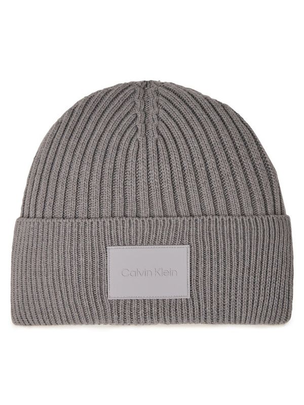 Calvin Klein Calvin Klein Kapa Tonal Rubber Patch Beanie K50K511291 Srebrna