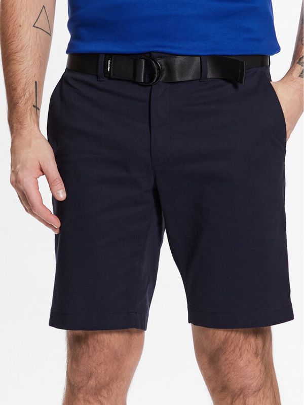 Calvin Klein Calvin Klein Kratke hlače iz tkanine Modern Twill K10K111788 Mornarsko modra Slim Fit