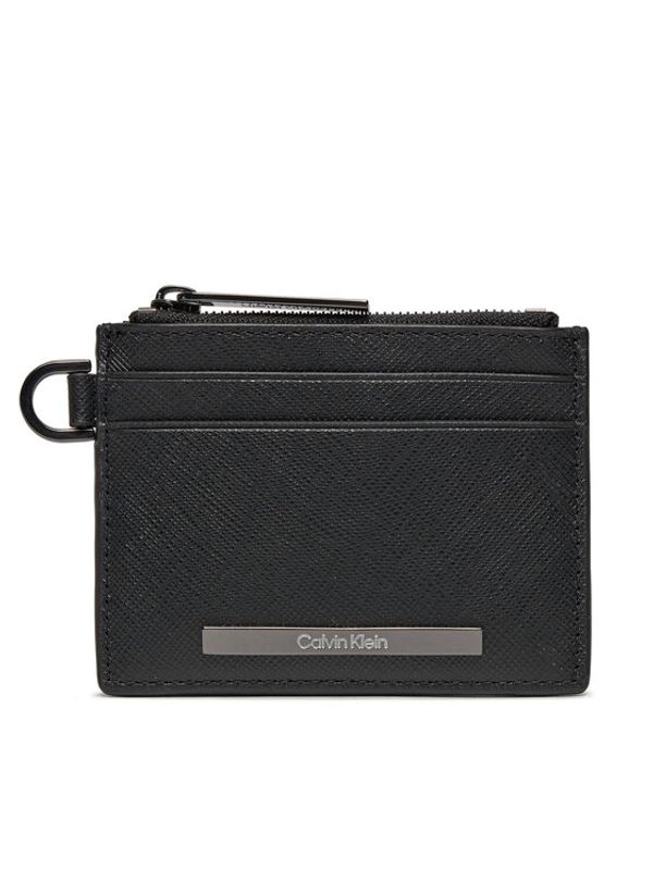 Calvin Klein Calvin Klein Majhna moška denarnica Modern Bar Cardholder 4Cc W/Zip K50K511670 Črna