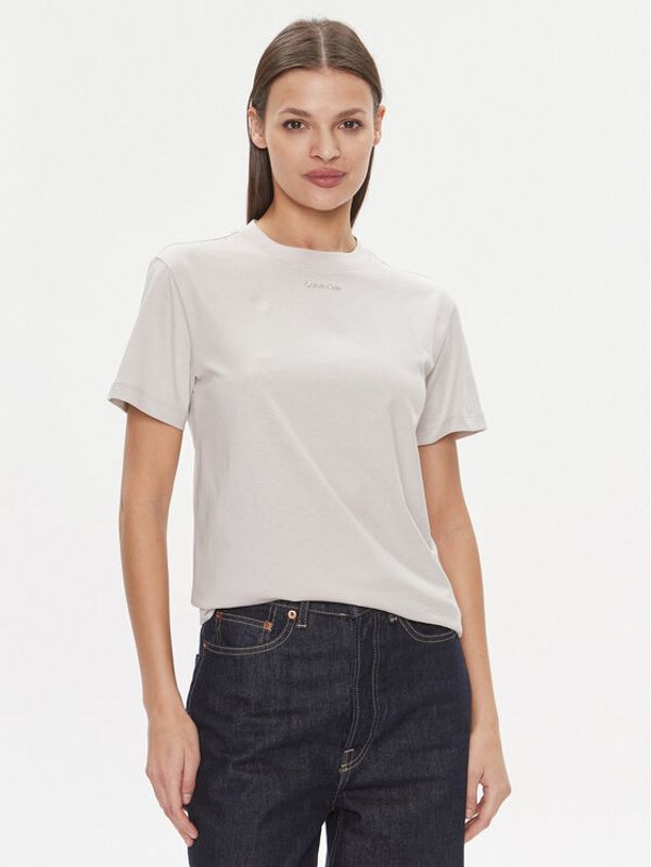 Calvin Klein Calvin Klein Majica Metallic Micro Logo T Shirt K20K206967 Bež Regular Fit