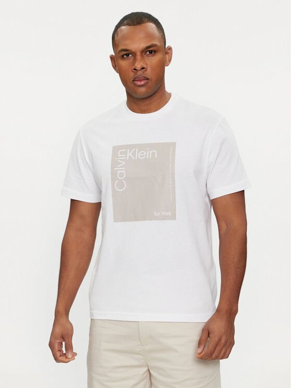 Calvin Klein Calvin Klein Majica Square Logo K10K112503 Bela Regular Fit